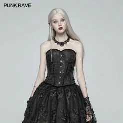 Punk Rave Store Gothic Womens Corset Gothic Sweetheart Neck Jacquard Corset