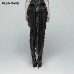 Punk Rave Store Gothic Swallow Tail Dress Shorts With Lace Pleat Streamers