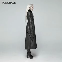 Punk Rave Store Gothic Judge Standing Collar PU Long Coat