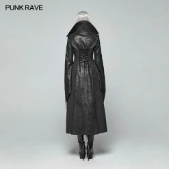 Punk Rave Store Gothic Judge Standing Collar PU Long Coat