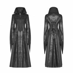 Punk Rave Store Gothic Judge Standing Collar PU Long Coat