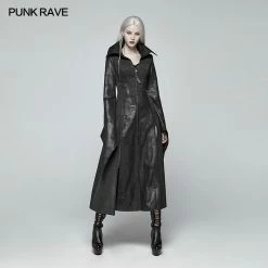 Punk Rave Store Gothic Judge Standing Collar PU Long Coat