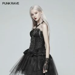 Punk Rave Store Lolita Black Elf Lace Corset With Lace-up Back