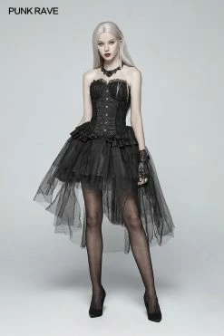 Punk Rave Store Lolita Black Elf Lace Corset With Lace-up Back