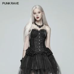 Punk Rave Store Lolita Black Elf Lace Corset With Lace-up Back