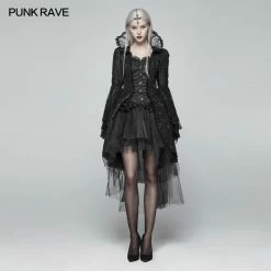 Punk Rave Store Gothic Translucent Standing Collar Lace Dress Coat
