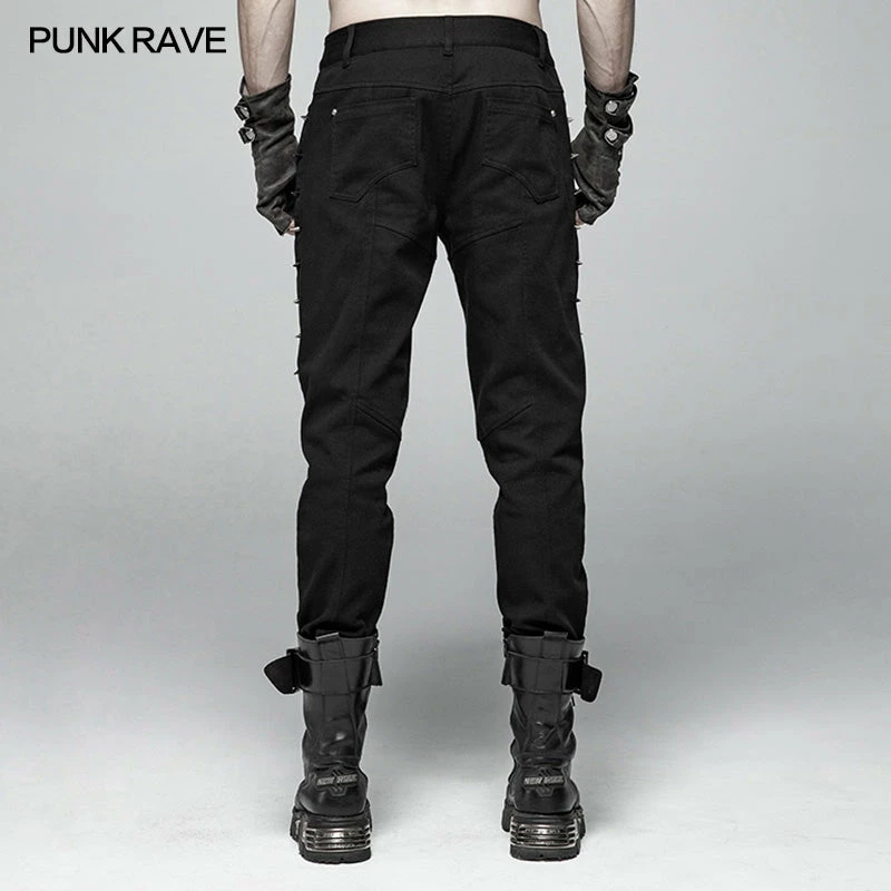 Punk Rave Store Punk Men Heavy Metal Trousers With Metal Tip Rivet 5 Punk Rave Store Punk Men Heavy Metal Trousers With Metal Tip Rivet