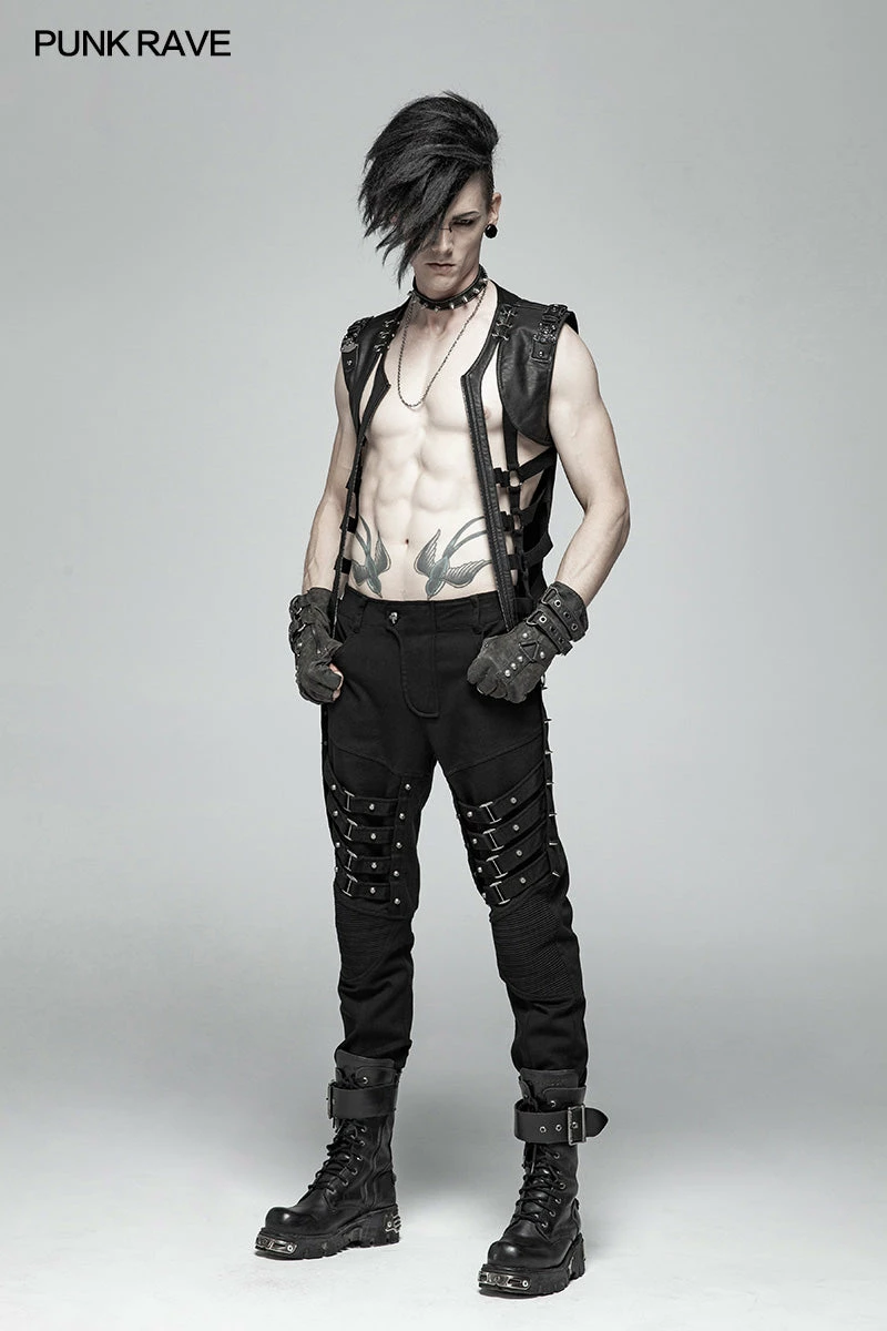 Punk Rave Store Punk Men Heavy Metal Trousers With Metal Tip Rivet 8 Punk Rave Store Punk Men Heavy Metal Trousers With Metal Tip Rivet