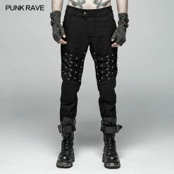 Punk Rave Store Punk Men Heavy Metal Trousers With Metal Tip Rivet