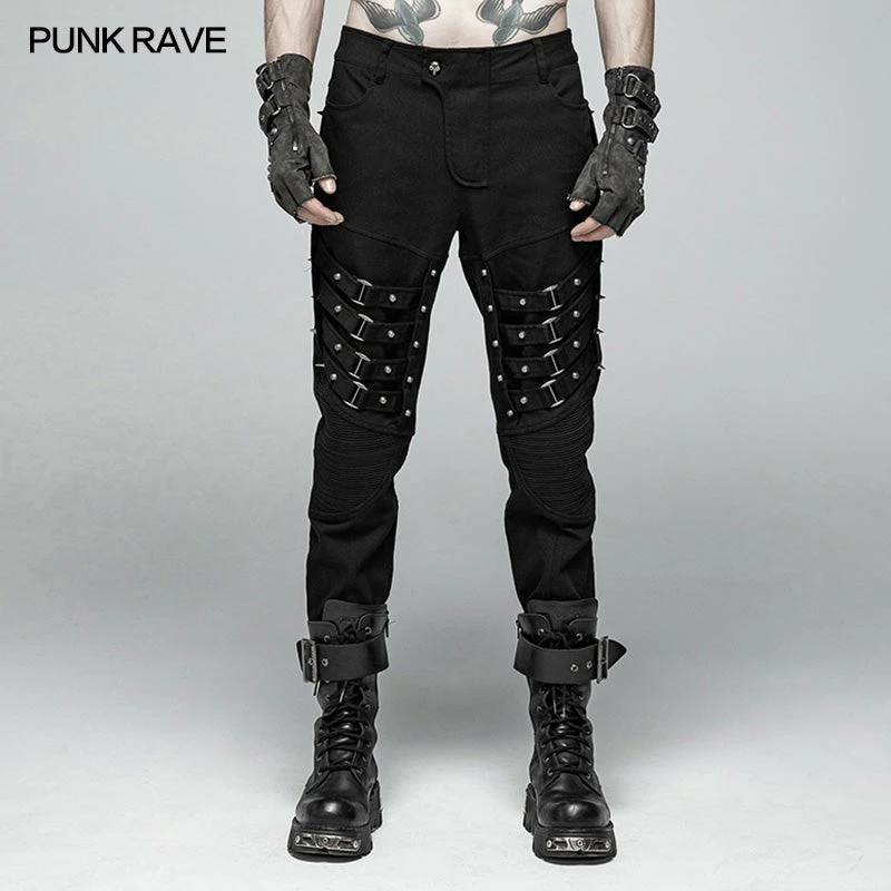 Punk Rave Store Punk Men Heavy Metal Trousers With Metal Tip Rivet 3 Punk Rave Store Punk Men Heavy Metal Trousers With Metal Tip Rivet