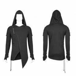 Punk Rave Store Dark Punk Hooded Thin Asymmetry Sweatshirt For Men