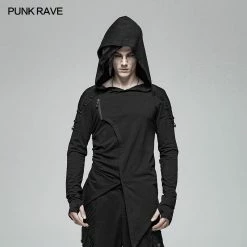 Punk Rave Store Dark Punk Hooded Thin Asymmetry Sweatshirt For Men