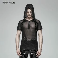 Punk Rave Store Punk Perspective Hooded Tulle T-shirt