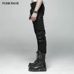 Punk Rave Store Men Punk Vintage Trousers With Detachable Personality Cover