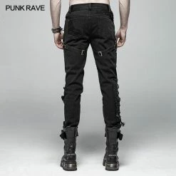Punk Rave Store Men Punk Vintage Trousers With Detachable Personality Cover
