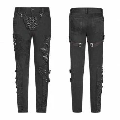 Punk Rave Store Men Punk Vintage Trousers With Detachable Personality Cover