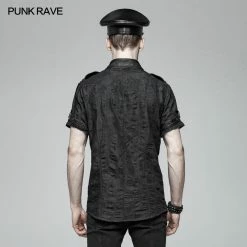 Punk Rave Store Men Punk Simple Short Sleeve Shirt 10 Punk Rave Store Men Punk Simple Short Sleeve Shirt