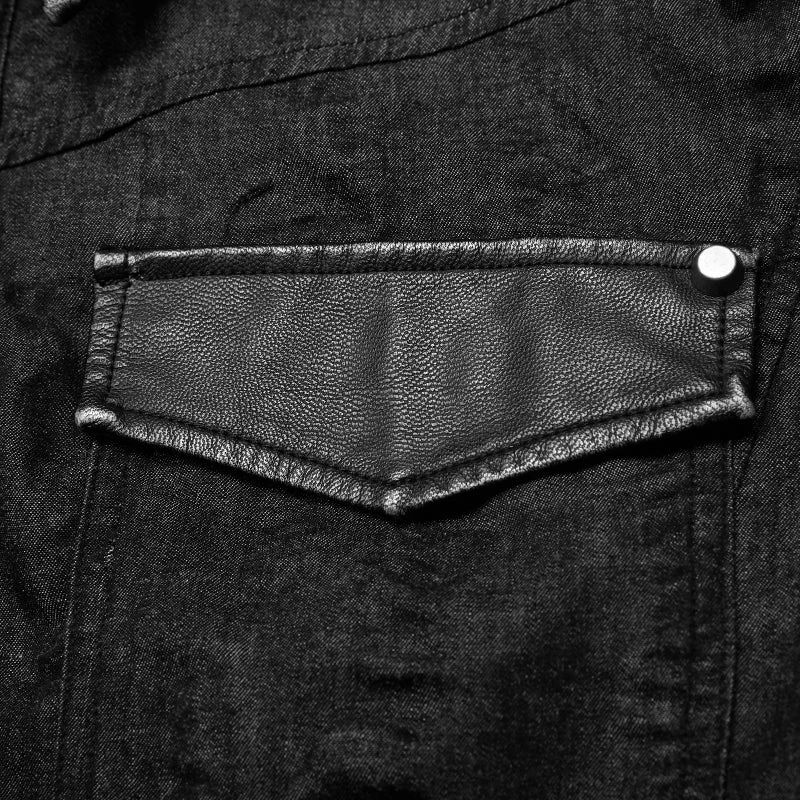 Punk Rave Store Men Punk Simple Short Sleeve Shirt 7 Punk Rave Store Men Punk Simple Short Sleeve Shirt