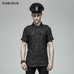 Punk Rave Store Men Punk Simple Short Sleeve Shirt