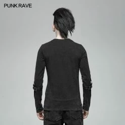 Punk Rave Store Steampunk Lace-up Neckline Long Sleeve T Shirt Punk Mens T Shirts