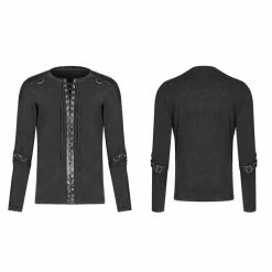 Punk Rave Store Steampunk Lace-up Neckline Long Sleeve T Shirt Punk Mens T Shirts