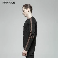 Punk Rave Store Steampunk Lace-up Neckline Long Sleeve T Shirt Punk Mens T Shirts