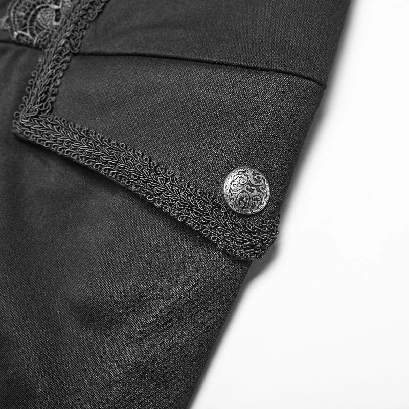 Punk Rave Store Men Gothic Standing Collar Mid-length Coat 7 Punk Rave Store Men Gothic Standing Collar Mid-length Coat