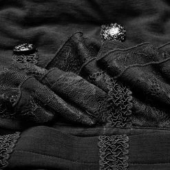 Punk Rave Store Men Gothic Partial Placket Lotus Leaf Loose Shirt With Standing Collar