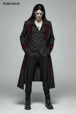Punk Rave Store Men Goth Vampire Master Mid-length Jacket V-neck Long Sleeve Coat 25 Punk Rave Store Men Goth Vampire Master Mid-length Jacket V-neck Long Sleeve Coat