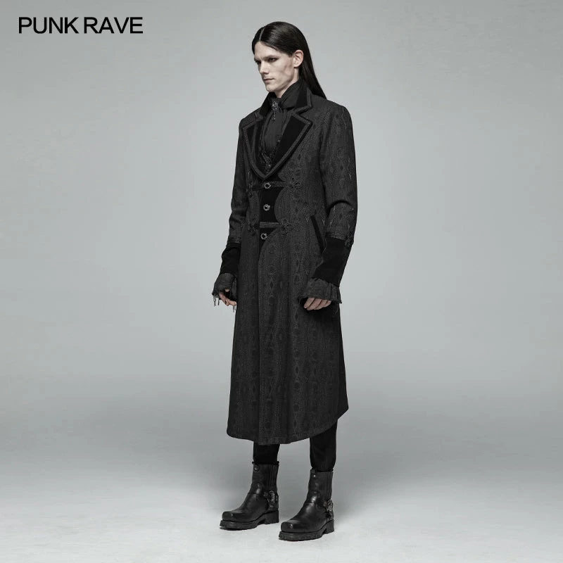 Punk Rave Store Men Goth Vampire Master Mid-length Jacket V-neck Long Sleeve Coat 4 Punk Rave Store Men Goth Vampire Master Mid-length Jacket V-neck Long Sleeve Coat