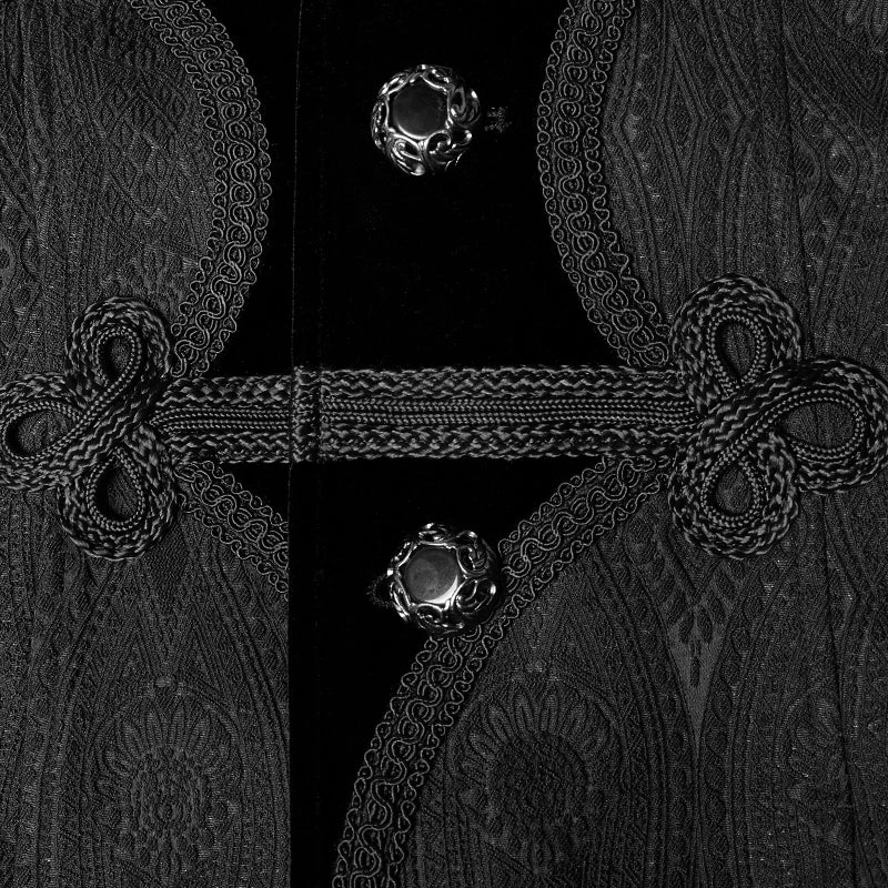 Punk Rave Store Men Goth Vampire Master Mid-length Jacket V-neck Long Sleeve Coat 7 Punk Rave Store Men Goth Vampire Master Mid-length Jacket V-neck Long Sleeve Coat