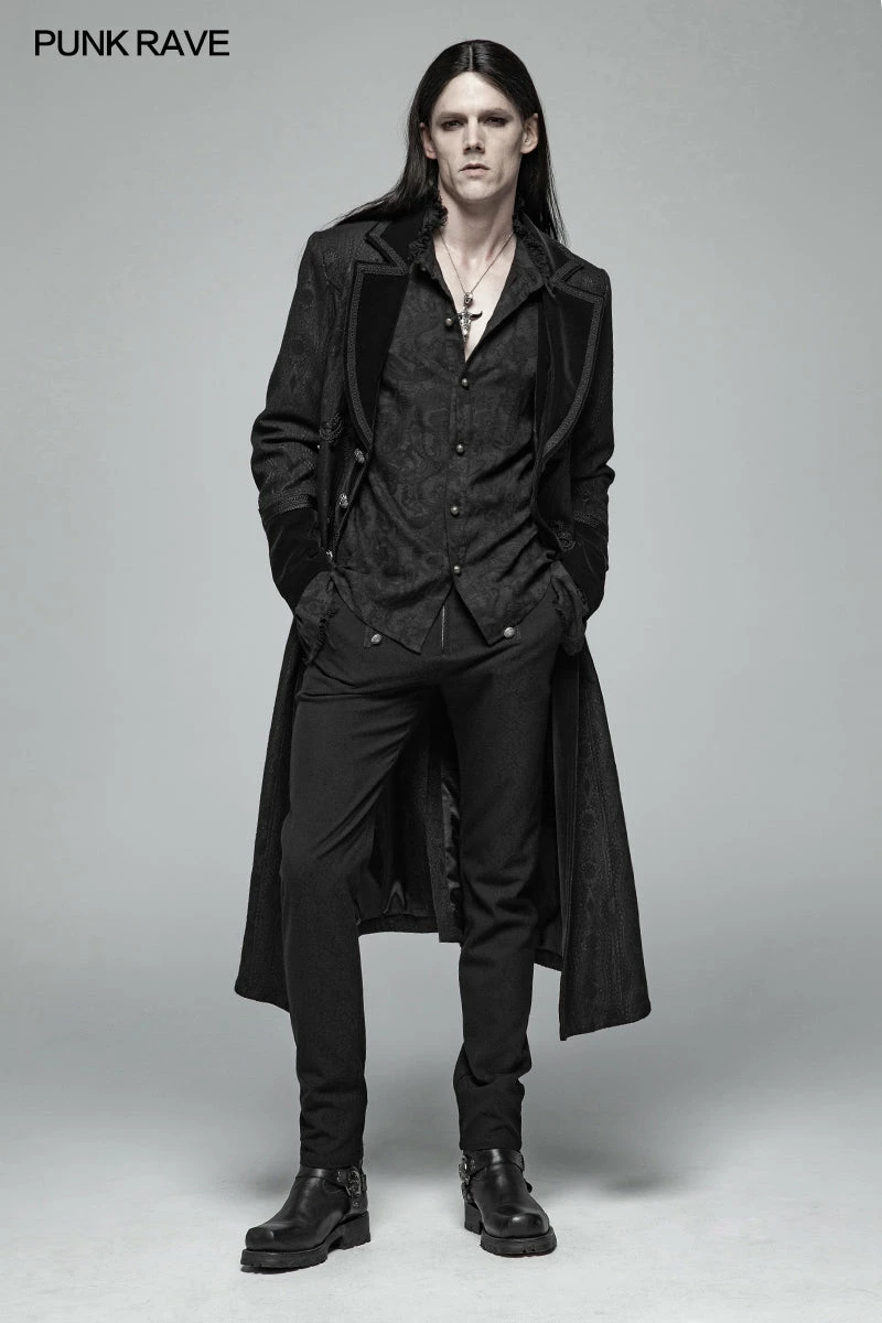 Punk Rave Store Men Goth Vampire Master Mid-length Jacket V-neck Long Sleeve Coat 8 Punk Rave Store Men Goth Vampire Master Mid-length Jacket V-neck Long Sleeve Coat