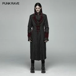 Punk Rave Store Men Goth Vampire Master Mid-length Jacket V-neck Long Sleeve Coat 20 Punk Rave Store Men Goth Vampire Master Mid-length Jacket V-neck Long Sleeve Coat