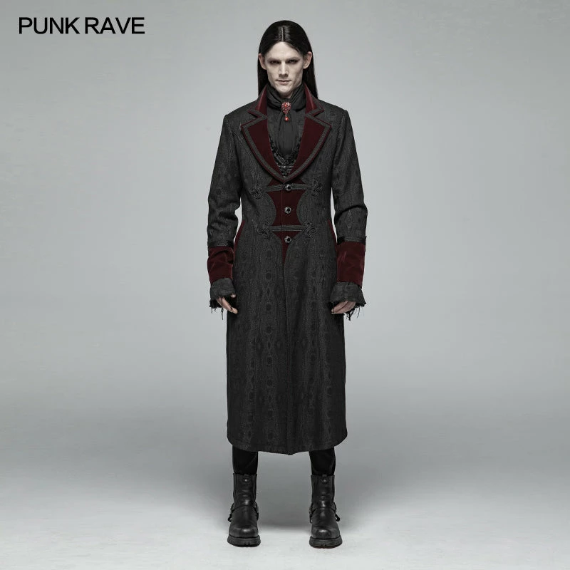 Punk Rave Store Men Goth Vampire Master Mid-length Jacket V-neck Long Sleeve Coat 9 Punk Rave Store Men Goth Vampire Master Mid-length Jacket V-neck Long Sleeve Coat