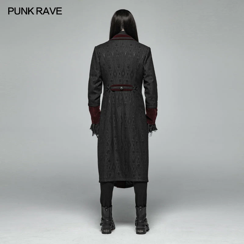 Punk Rave Store Men Goth Vampire Master Mid-length Jacket V-neck Long Sleeve Coat 11 Punk Rave Store Men Goth Vampire Master Mid-length Jacket V-neck Long Sleeve Coat