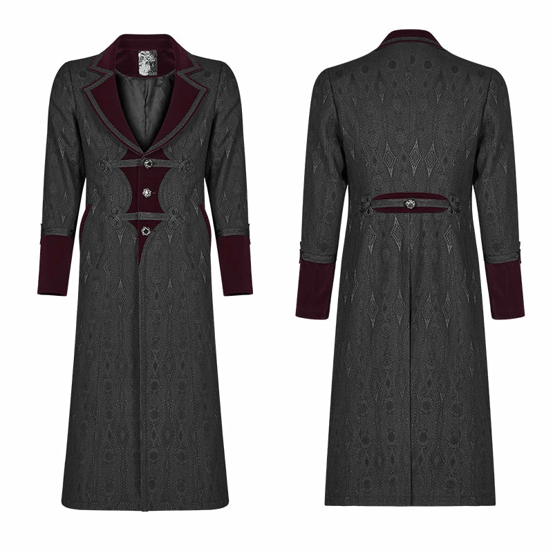 Punk Rave Store Men Goth Vampire Master Mid-length Jacket V-neck Long Sleeve Coat 12 Punk Rave Store Men Goth Vampire Master Mid-length Jacket V-neck Long Sleeve Coat