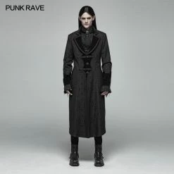 Punk Rave Store Men Goth Vampire Master Mid-length Jacket V-neck Long Sleeve Coat