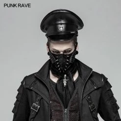 Punk Rave Store Hat & Caps Men Handsome Punk Personality PU Hat With A Skull Pendant