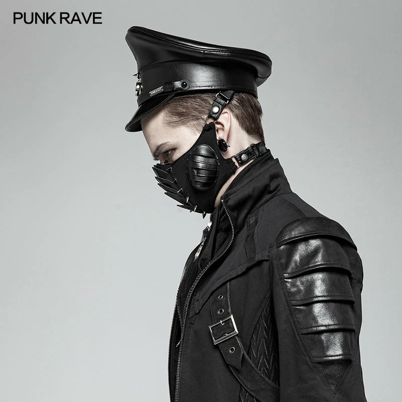 Punk Rave Store Hat & Caps Men Handsome Punk Personality PU Hat With A Skull Pendant 5 Punk Rave Store Hat & Caps Men Handsome Punk Personality PU Hat With A Skull Pendant