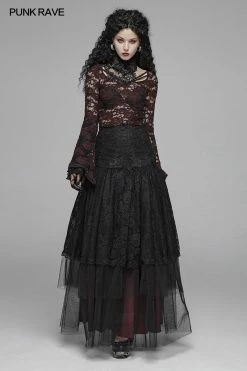 Punk Rave Store Sexy Perspective Lace Gothic T-shirt For Women