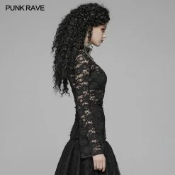 Punk Rave Store Sexy Perspective Lace Gothic T-shirt For Women
