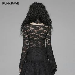 Punk Rave Store Sexy Perspective Lace Gothic T-shirt For Women
