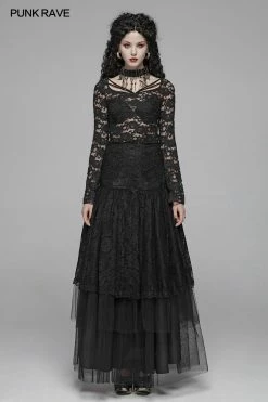 Punk Rave Store Sexy Perspective Lace Gothic T-shirt For Women