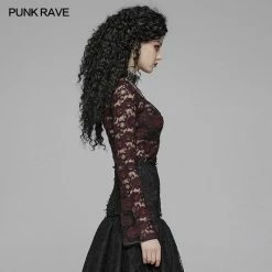 Punk Rave Store Sexy Perspective Lace Gothic T-shirt For Women