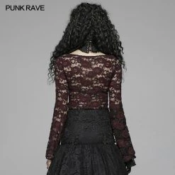 Punk Rave Store Sexy Perspective Lace Gothic T-shirt For Women
