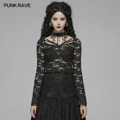 Punk Rave Store Sexy Perspective Lace Gothic T-shirt For Women