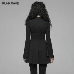 Punk Rave Store Gothic Women Hollow-out Collar Long Sleeve High Neck A-line Short Dress