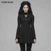 Punk Rave Store Gothic Women Hollow-out Collar Long Sleeve High Neck A-line Short Dress