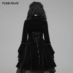 Punk Rave Store Women Gothic Lolita Long Sleeve Medium Long Velvet Coat