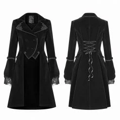 Punk Rave Store Women Gothic Lolita Long Sleeve Medium Long Velvet Coat